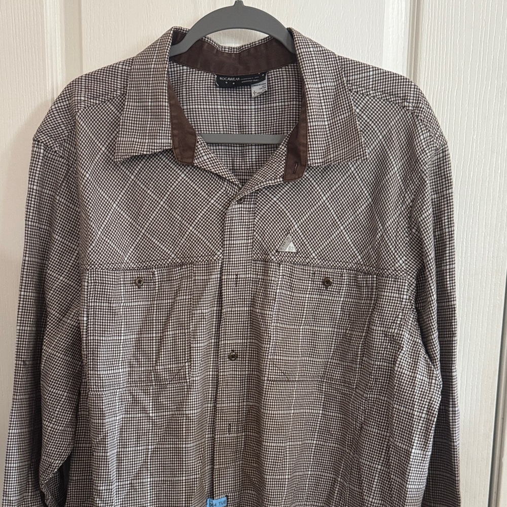 Rocawear Chocolate and Cream Houndstooth Shirt